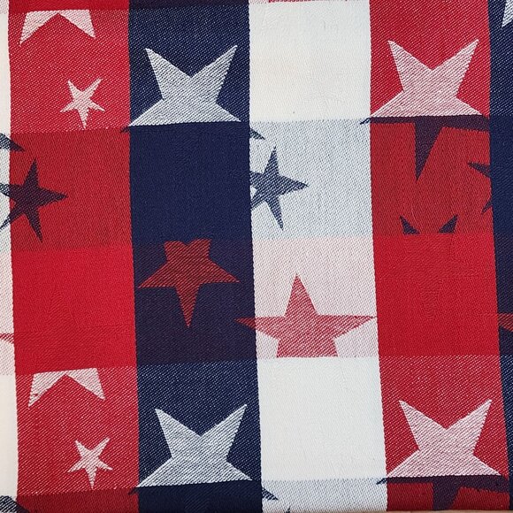 Patriotic Cotton Woven Fabric Red White Blue Stars Check Twill 2yds 24" 46" Wide - Picture 2 of 5